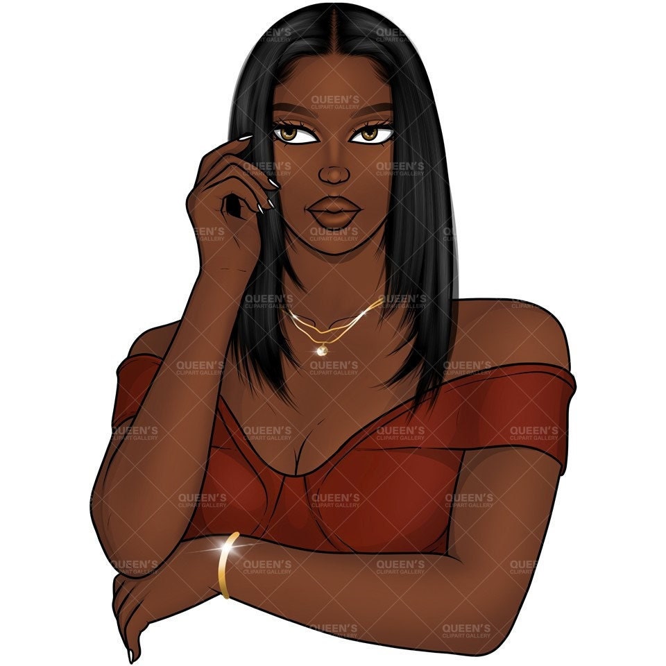 Black Woman Clipart PNG | Fashion Woman Clipart | Afro Woman Clipart | Melanin Woman PNG | Stylish Girl Illustration