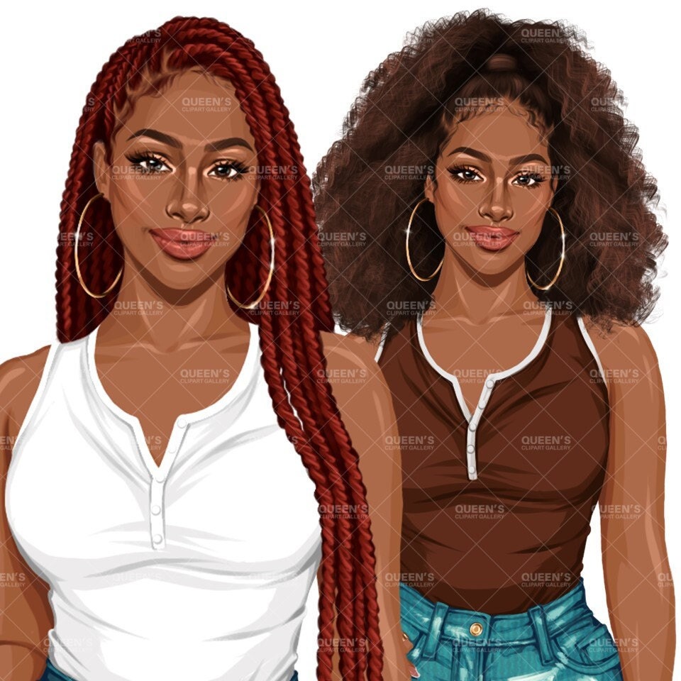 Summer girl clipart, Curvy denim girl, Jeans girl clipart, Girl in shorts, Afro girl clipart, Black girl magic, Fashion girl clipart, Girl boss, Fashion woman