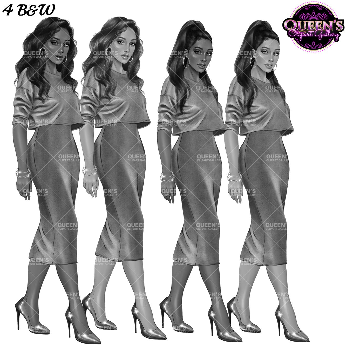 Elegant Woman Dress Clipart | Fashion Woman PNG | Fashion Girl Illustration | Woman Clipart | Woman in Dress Clipart