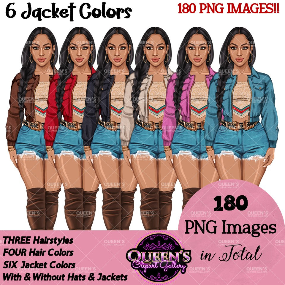 Country Girl Clipart PNG | Western Cowgirl Woman Clipart | Southern Fashion Girl Illustration | Blonde Cowgirl PNG