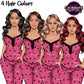 Non-African American white pajama girl clipart PNG featuring a stylish woman in heart print pink sleepwear with four wavy hair colors and transparent background. Woman clipart PNG, modern female illustration for planners, websites, educational resources, and commercial use. 