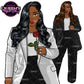 Fashion Clipart | Black Girl Magic Clipart | Black Girl Clipart | Afro Girl Clipart | Afro Woman | Valentine Rose Clipart | Rose Clipart