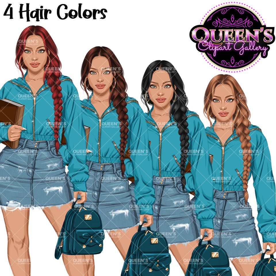 Teen Girl Clipart Bundle PNG | High School Teen Girl Clipart | Diverse Teen Girls Graphics | School Teens | Fashion Teen PNG