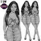 Black and white summer woman clipart featuring stylish women with straight and wavy hairstyles wearing matching crop tops and button-front mini skirts.