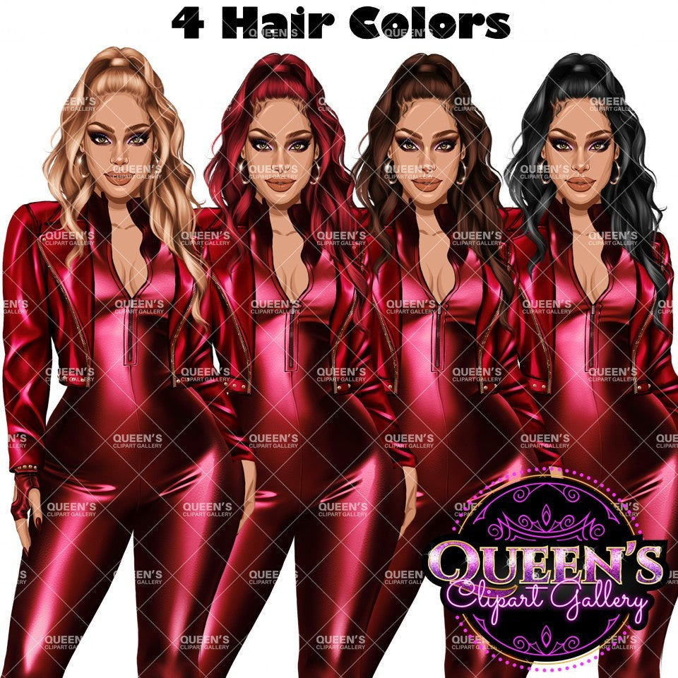 African American woman in leather bodysuit | Girl boss | Lady boss | Afro woman clipart png | Fashion girl clipart | Fashion illustration clipart | Curvy girl clipart