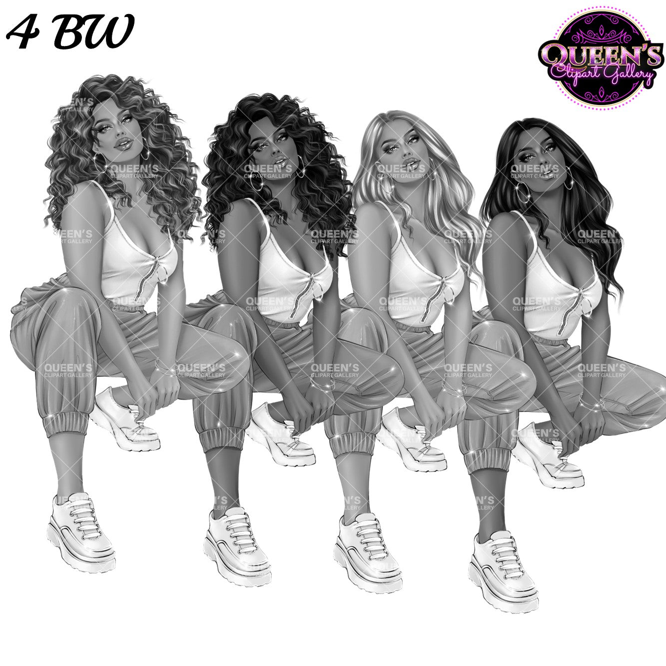 Curly Girl Clipart PNG | Fashion Woman Clipart | Curly Hair Clipart | Fashion Illustration | Woman Illustration