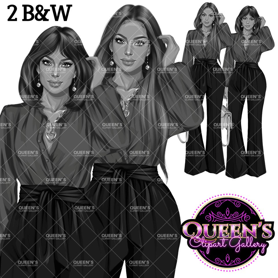 Boss Lady PNG Clipart Bundle | Stylish Business Women Clipart | Fashion Girl Graphics for Branding, Logos, Digital Products | African American Woman Clipart