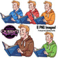 Boy student reading clipart holding an open book in blue, red, orange, brown and green hoodie variations with transparent backgrounds.
