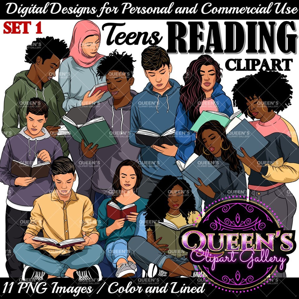 High School Teen Clipart Bundle | Teen Student Clipart | High School Students PNG | Diverse Teenagers Clipart