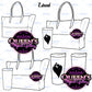 Black and white purse and coffee clipart featuring tote bag and travel coffee cup line art designs with transparent backgrounds.
