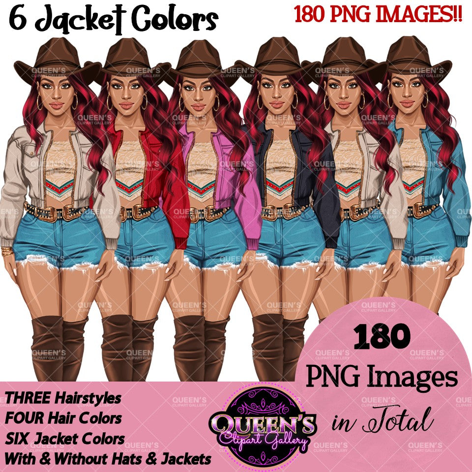 Country Girl Clipart PNG | Western Cowgirl Woman Clipart | Southern Fashion Girl Illustration | Blonde Cowgirl PNG