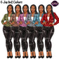 Fashion woman clipart featuring 6 jacket color variations with faux leather pants, stylish casual outfit, and transparent PNG background. The fashion women are standing side by side in a different jean jacket color.