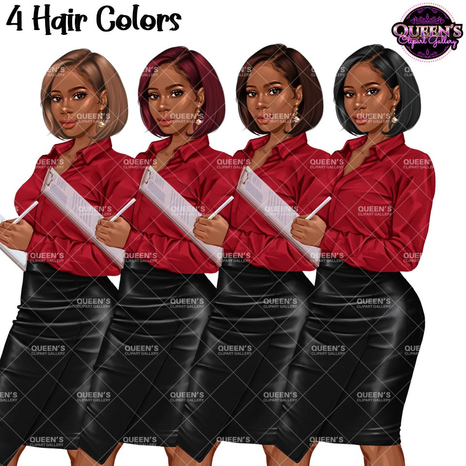 Professional Woman Clipart | Black Business Woman PNG | Afro Woman Clipart | Fashion Girl