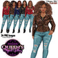 Curvy Black woman clipart PNG collection featuring African American woman in leather jacket and ripped jeans with transparent backgrounds.
