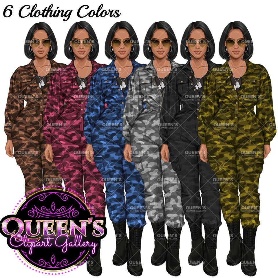 Military Female Soldier | Military Women Clipart | Female Soldier PNG Bundle | Veteran's Day Illustration