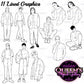 Gender neutral teen clipart line art featuring diverse teenagers and students in casual clothing, inclusive youth black and white graphics with transparent backgrounds