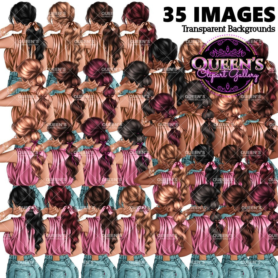 Back View Clipart | Back Turned | Fashion Girl Clipart | Fashion Illustration | Fashion Clipart | Planner Cover | Girl Clipart | Planner Girl