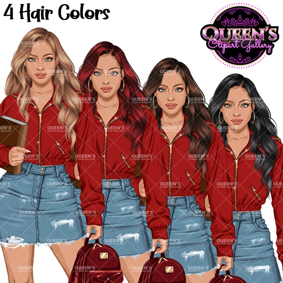 Teen Girl Clipart Bundle PNG | High School Teen Girl Clipart | Diverse Teen Girls Graphics | School Teens | Fashion Teen PNG
