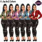 Fashion woman clipart featuring 6 jacket color variations with faux leather pants, stylish casual outfit, and transparent PNG background.