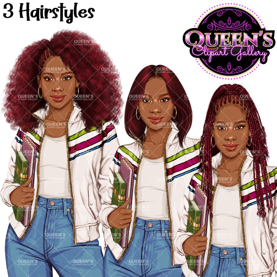 Afro Teen Girl Clipart PNG | Student Clipart | Teenager Clipart | Fashion Teen Girl PNG | School Girl Clipart