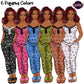 Six African American women modeling matching pajama sets in different colors: black, pink, blue, olive green, tan, and white. Each set has a camisole top with black lace trim and matching pants covered in small black hearts with transparent backgrounds.
