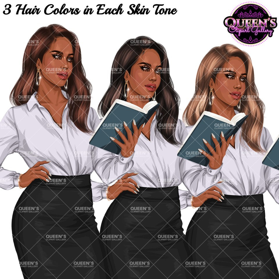 Teacher Clipart | Professional Woman PNG | Business Woman Clipart | Female Educator Illustration | Office Woman Illustration | Fashion Girl