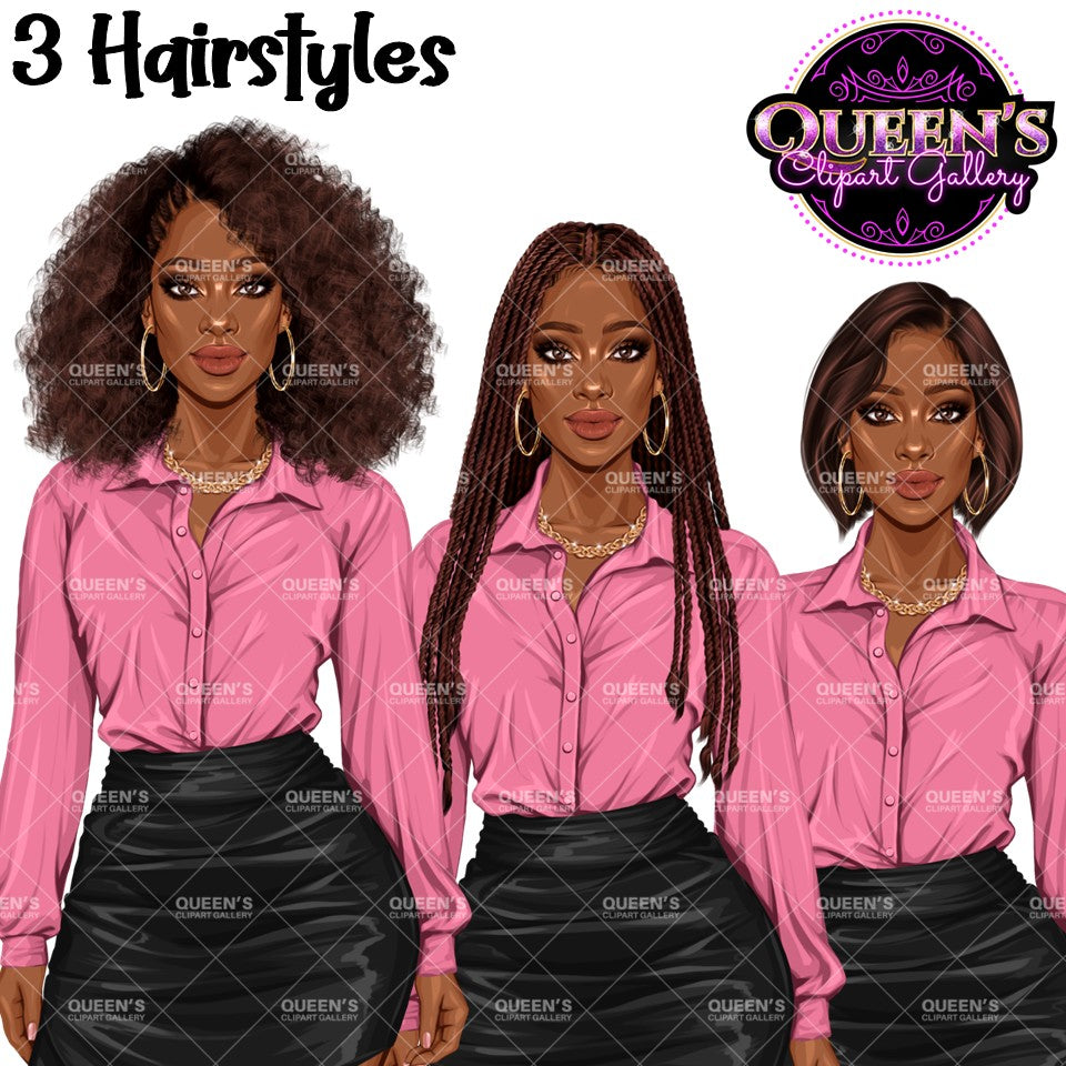Afro Professional Woman Clipart PNG | Business Woman Clipart | Corporate Woman PNG | Office Woman Clipart | Fashion Girl