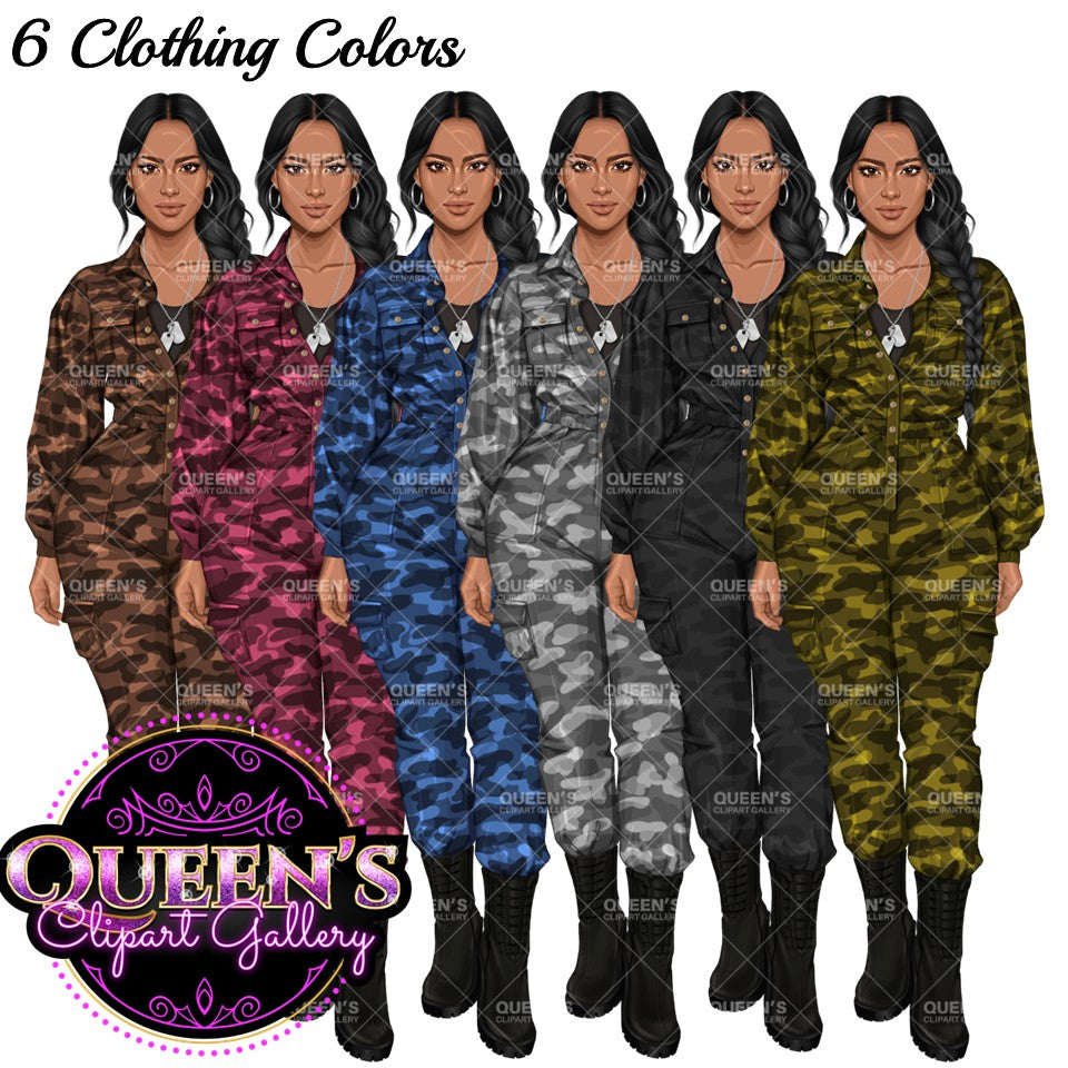 Military Female Soldier | Military Women Clipart | Female Soldier PNG Bundle | Veteran's Day Illustration