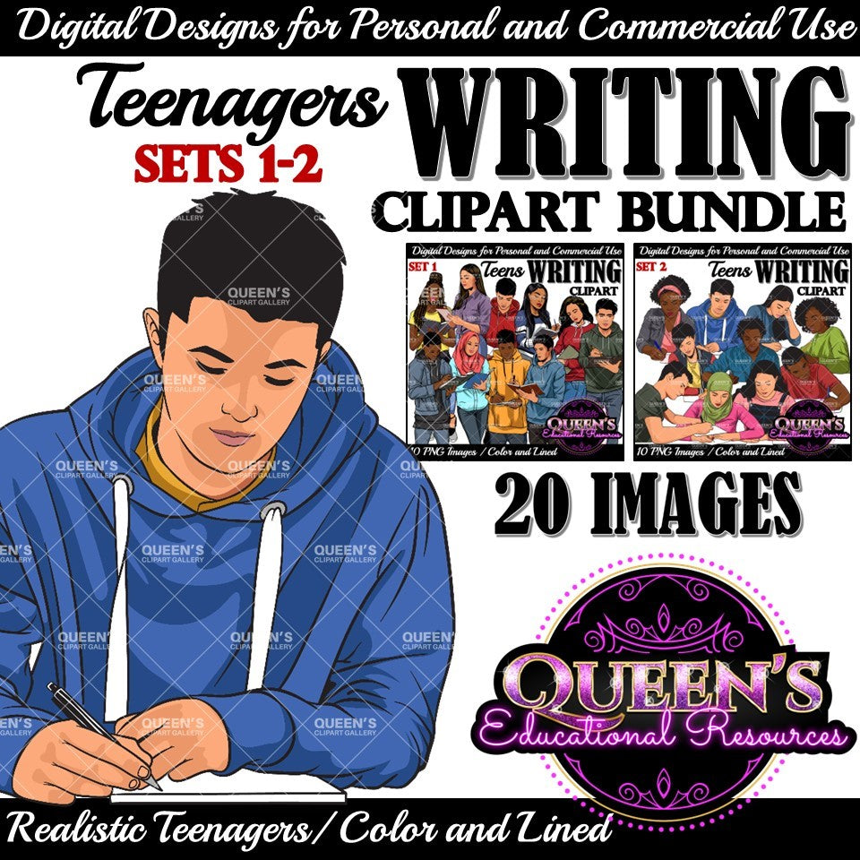 High School Teen Clipart Bundle | Teen Student Clipart | High School Students PNG | Diverse Teenagers Clipart