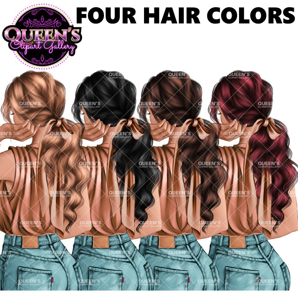 Back View Clipart | Back Turned | Fashion Girl Clipart | Fashion Illustration | Fashion Clipart | Planner Cover | Girl Clipart | Planner Girl