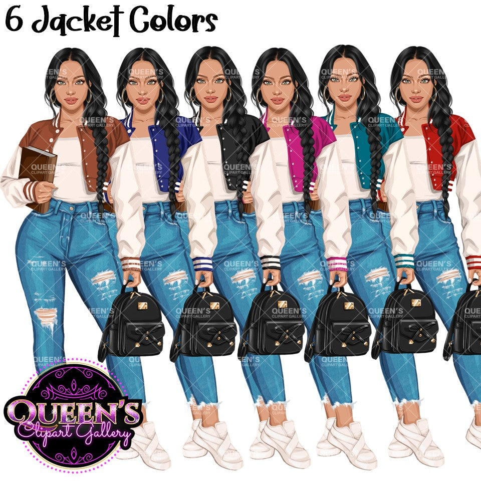 High School Teen Girl Clipart PNG | Diverse Teen Girls Clipart | Fashion Teen Girls | School Girl Graphics | Teenager PNG