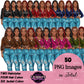 Fashion Woman Clipart Bundle PNG | Leather Jacket and Denim Jeans Clipart | Afro and White Woman Clipart | Denim Outfit Illustration