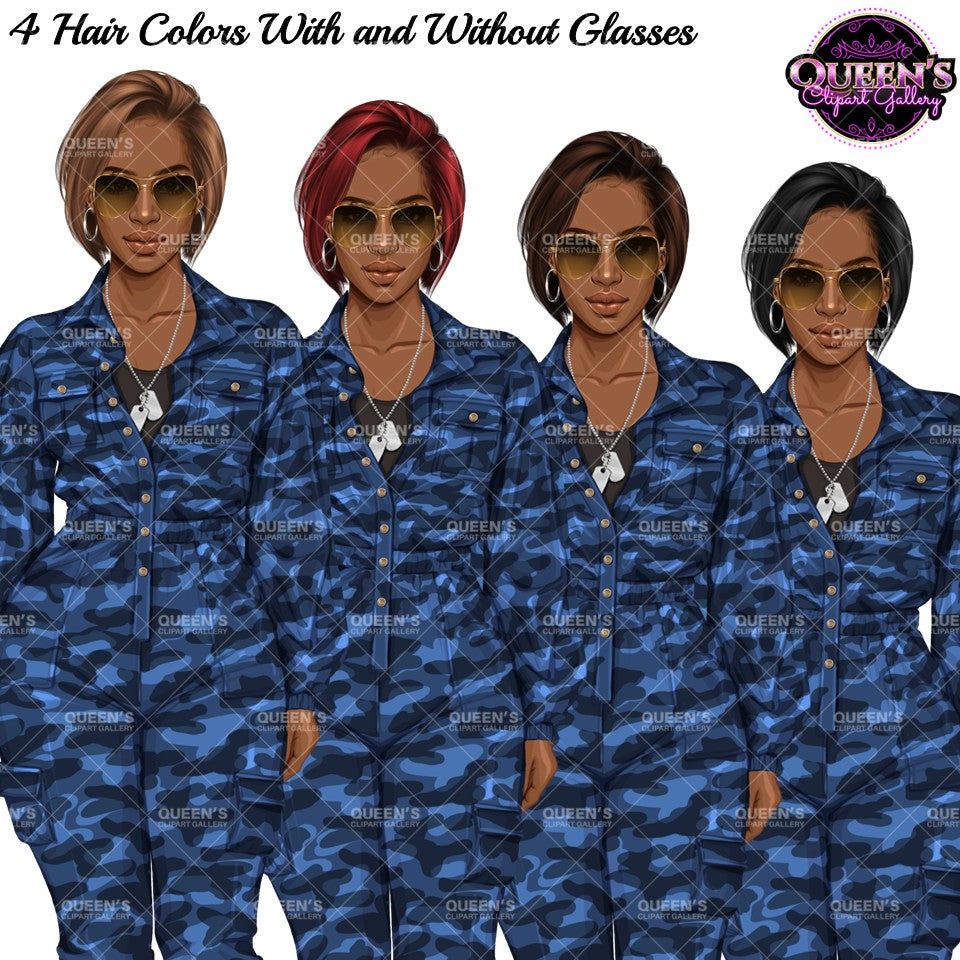Military Female Soldier | Afro Military Woman Clipart | Female Soldier PNG | Black Military Woman Clipart | Veterans Day Graphics