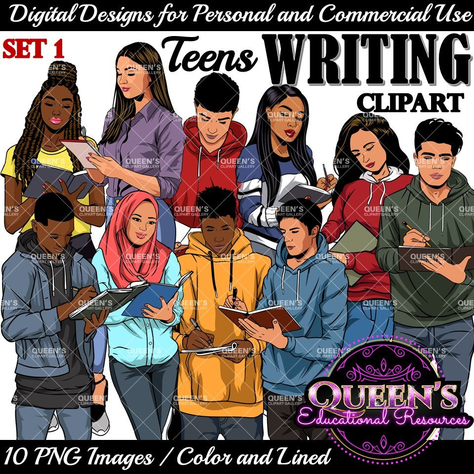 High School Teen Clipart Bundle | Teen Student Clipart | High School Students PNG | Diverse Teenagers Clipart