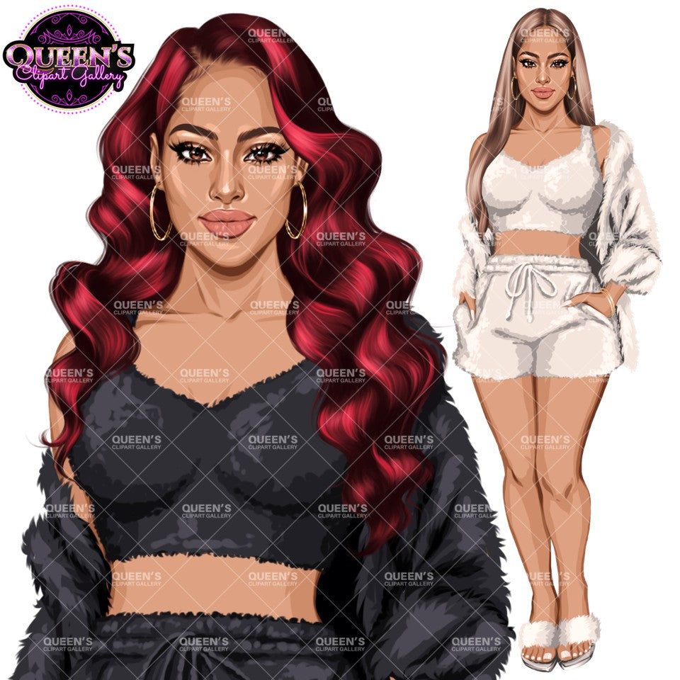Pajama Girl Clipart PNG | Blonde Sleepwear Woman Clipart | Cozy Loungewear Fashion Illustration | Pajama Party Girl PNG