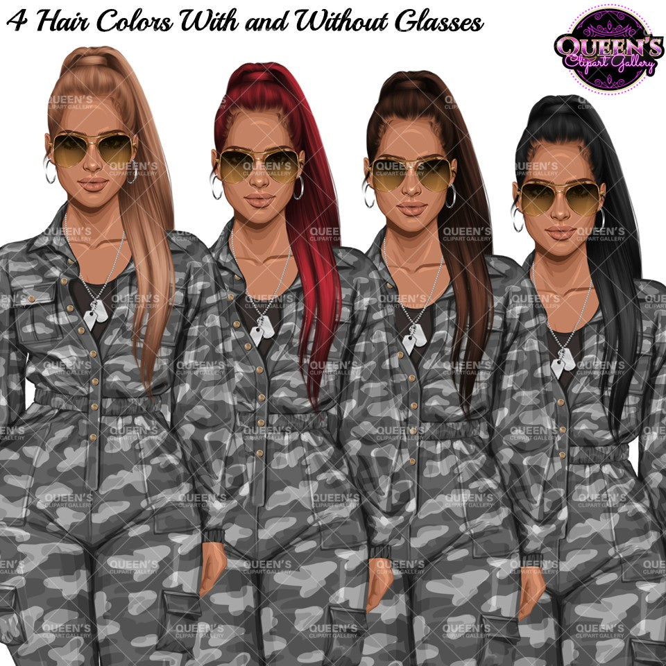 Military Female Soldier | Military Woman Clipart | Female Soldier PNG | Women in Uniform Clipart | Veterans Day Illustration
