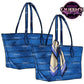 Blue tote bag clipart featuring two fashion handbag designs with and without a decorative silk scarf, PNG images with transparent backgrounds.
