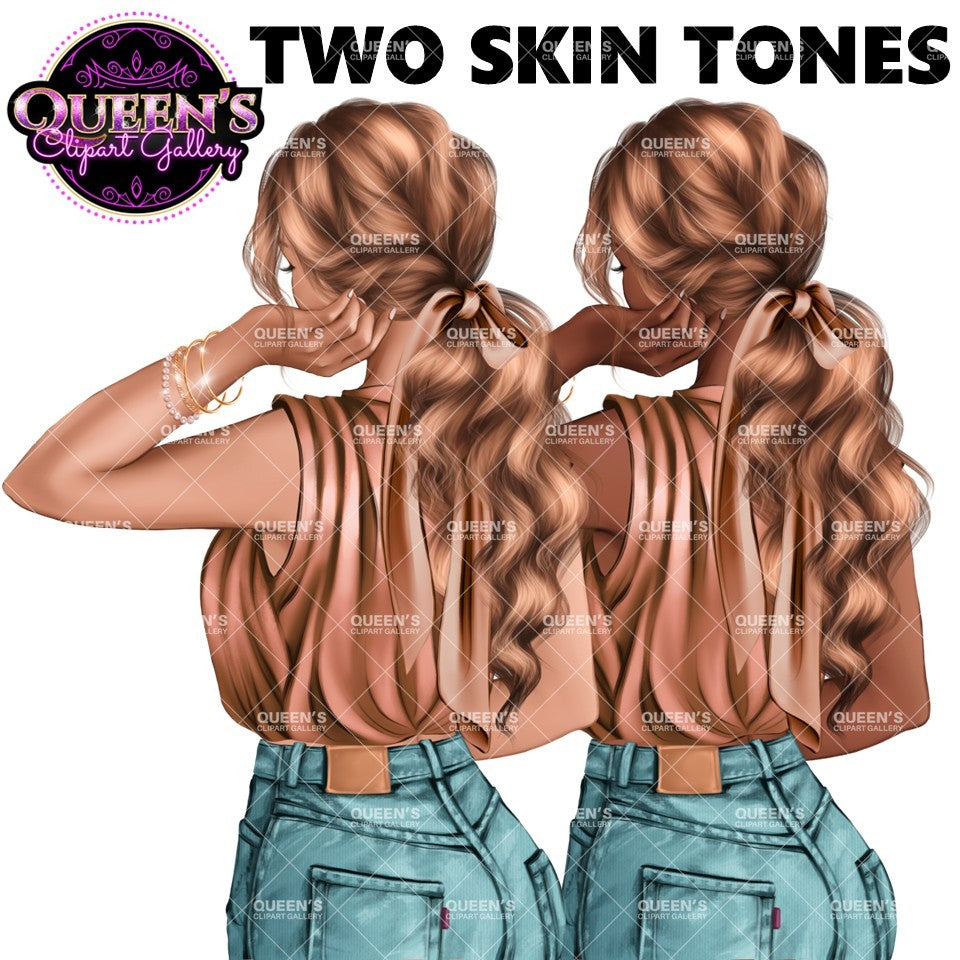 Back View Clipart | Back Turned | Fashion Girl Clipart | Fashion Illustration | Fashion Clipart | Planner Cover | Girl Clipart | Planner Girl