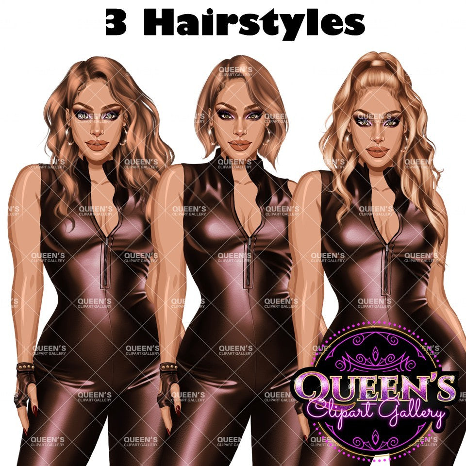 African American woman in leather bodysuit | Girl boss | Lady boss | Afro woman clipart png | Fashion girl clipart | Fashion illustration clipart | Curvy girl clipart