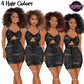 Black woman Afro clipart featuring four natural curly hair colors with stylish black crop top and button-front mini skirt outfit.