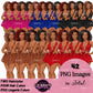 Lingerie clipart PNG featuring an African American woman in lace lingerie with multiple hairstyles, hair colors, lingerie color variations, and transparent backgrounds. Perfect for planners, websites, digital designs, social media, and commercial projects.