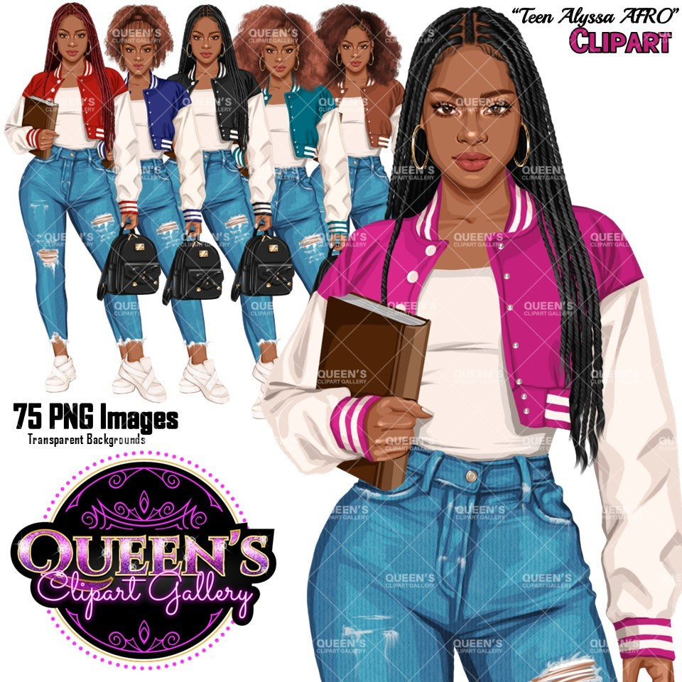 High School Teen Girl Clipart PNG | Diverse Teen Girls Clipart | Fashion Teen Girls | School Girl Graphics | Teenager PNG