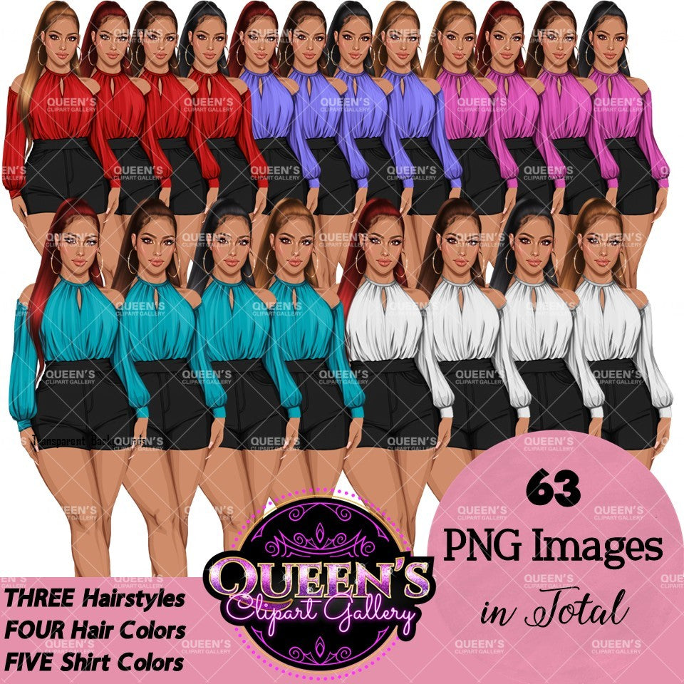 Fashion Woman Clipart Bundle | Black Woman and White Woman Clipart | Girl Boss Fashion PNG Bundle | Fashion Girl Illustration