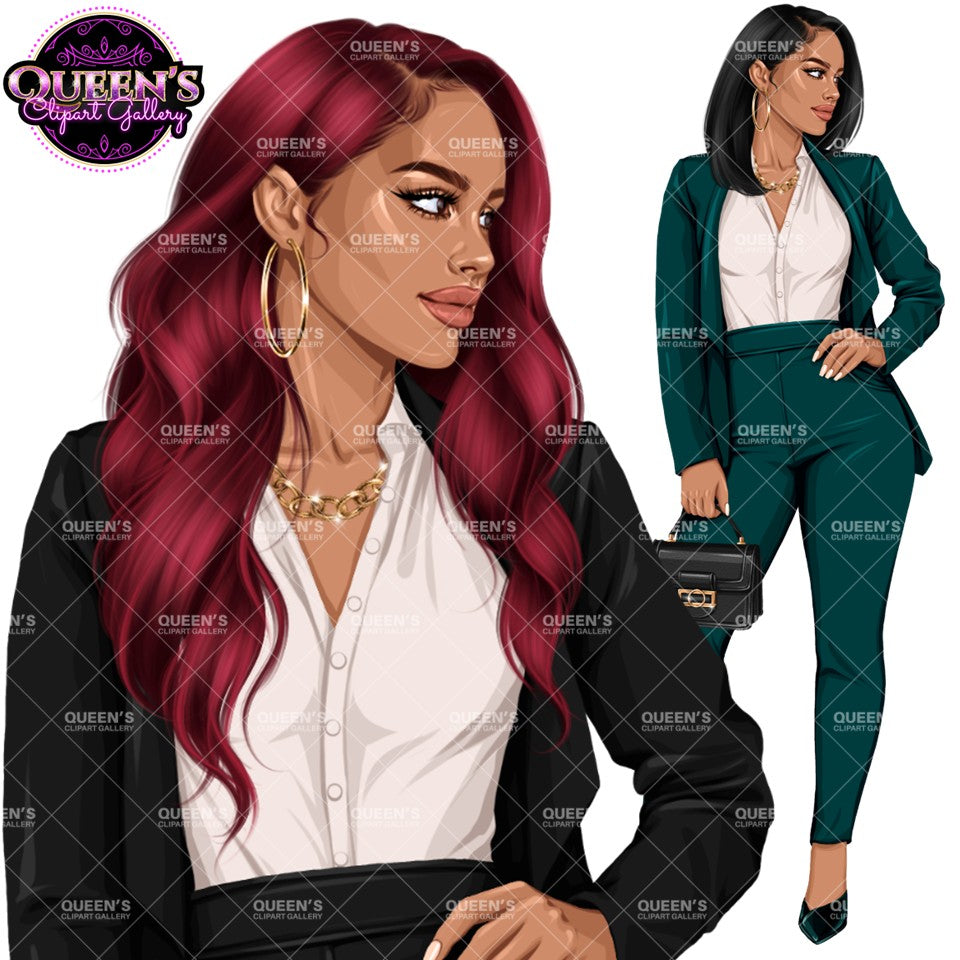 Business Woman Clipart | Executive Woman Clipart | Boss Lady PNG | Professional Woman Graphics | Fashion Women Clipart