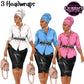 Black woman headwrap clipart PNG featuring a curvy professional woman in business attire with three headwrap color options and transparent backgrounds.