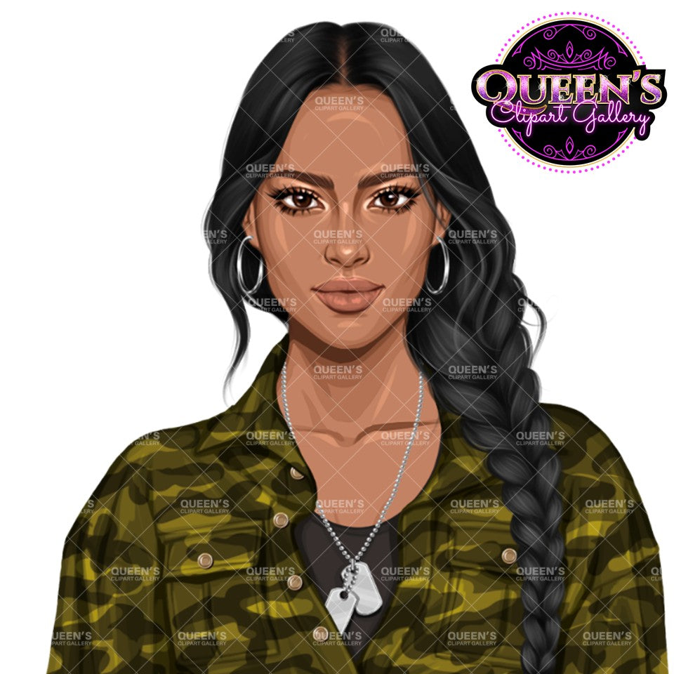 Military Female Soldier | Military Women Clipart | Female Soldier PNG Bundle | Veteran's Day Illustration