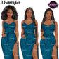 Black woman clipart wearing a blue heart print midi dress featuring afro, long twist and braided hairstyles, PNG images with transparent backgrounds