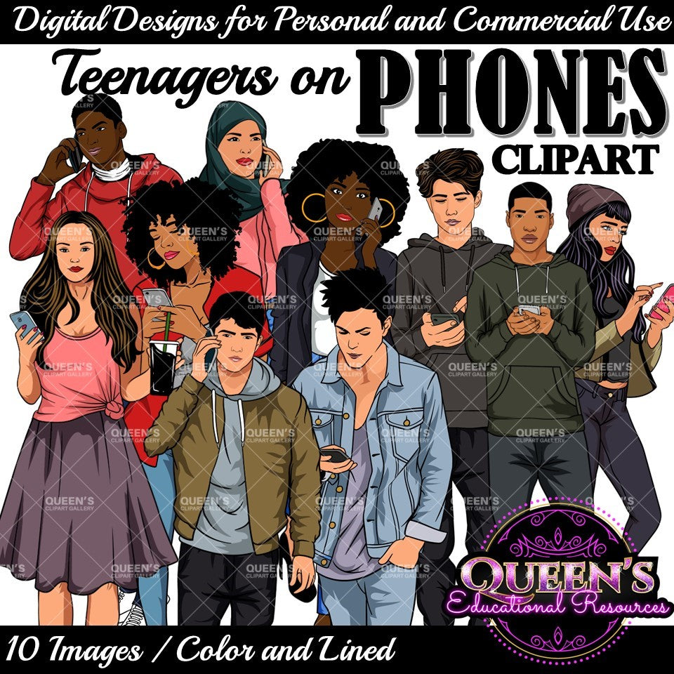 High School Teen Clipart Bundle | Teen Student Clipart | High School Students PNG | Diverse Teenagers Clipart