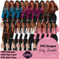 Black business woman clipart featuring long twist braids, colorful blouses, black wide leg pants and handbags, professional boss lady PNG images.