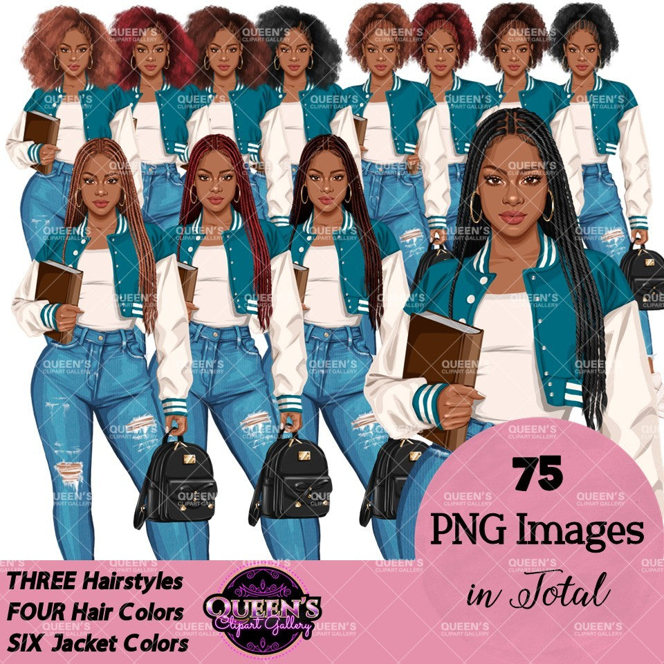 High School Teen Girl Clipart PNG | Diverse Teen Girls Clipart | Fashion Teen Girls | School Girl Graphics | Teenager PNG